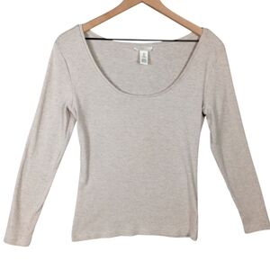 H&M Light Heather Tan Long Sleeve Top 18in Pit to Pit 25in in length